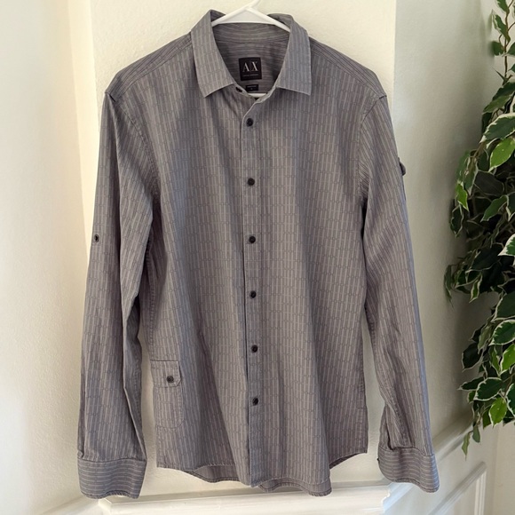 Armani Exchange Gray Patterned Shirt - Picture 1 of 8